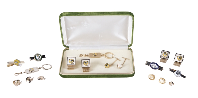 1960s Green Bay Packers Team Issued Jewelry and Accessories Collection - Cuff Links, Tie Tacs and Key Chain With Original Case - 19 pieces (Domenic Gentile Collection COA)